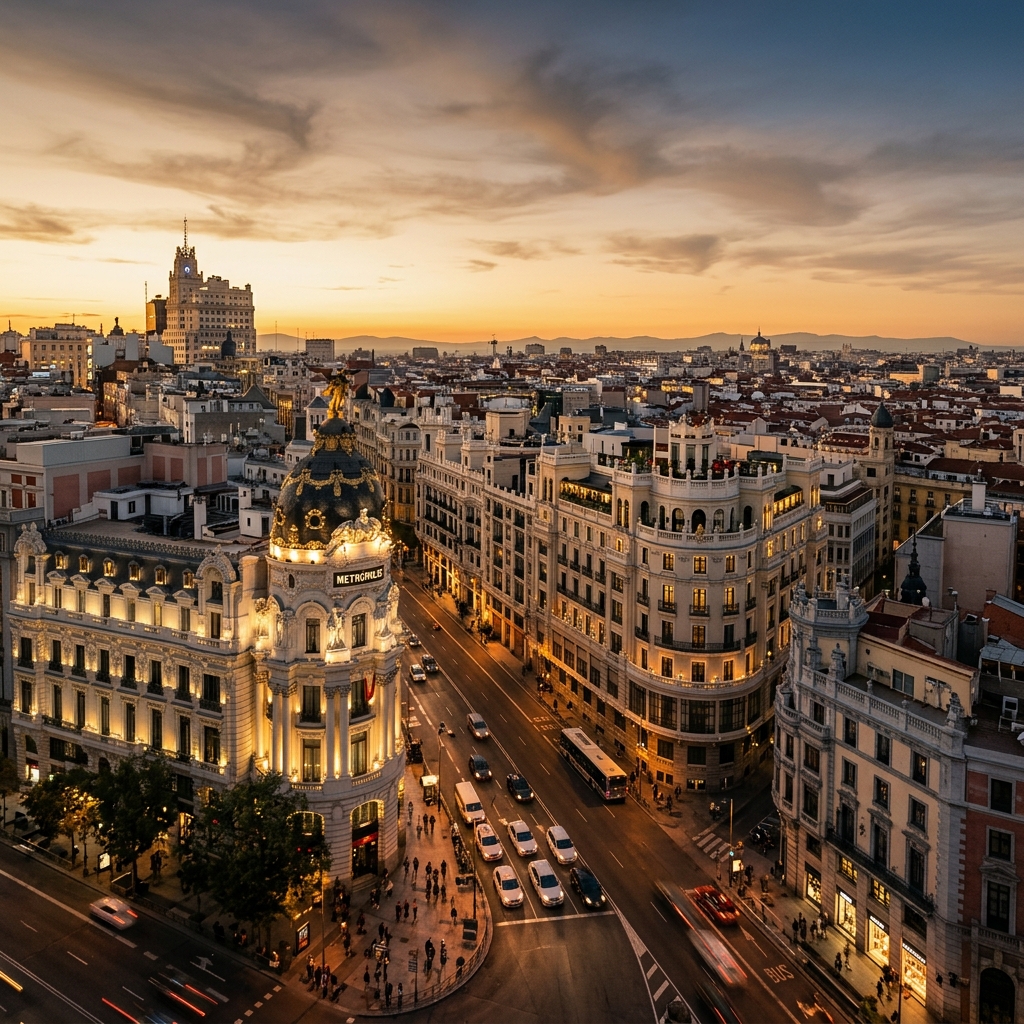 Madrid city skyline panorama